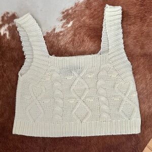 Kendall + Kylie Cable Knit Cropped Tank Top